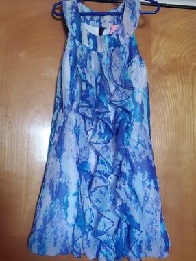 Hype Girls Blue Ruffled Sleeveless Dress Size 8